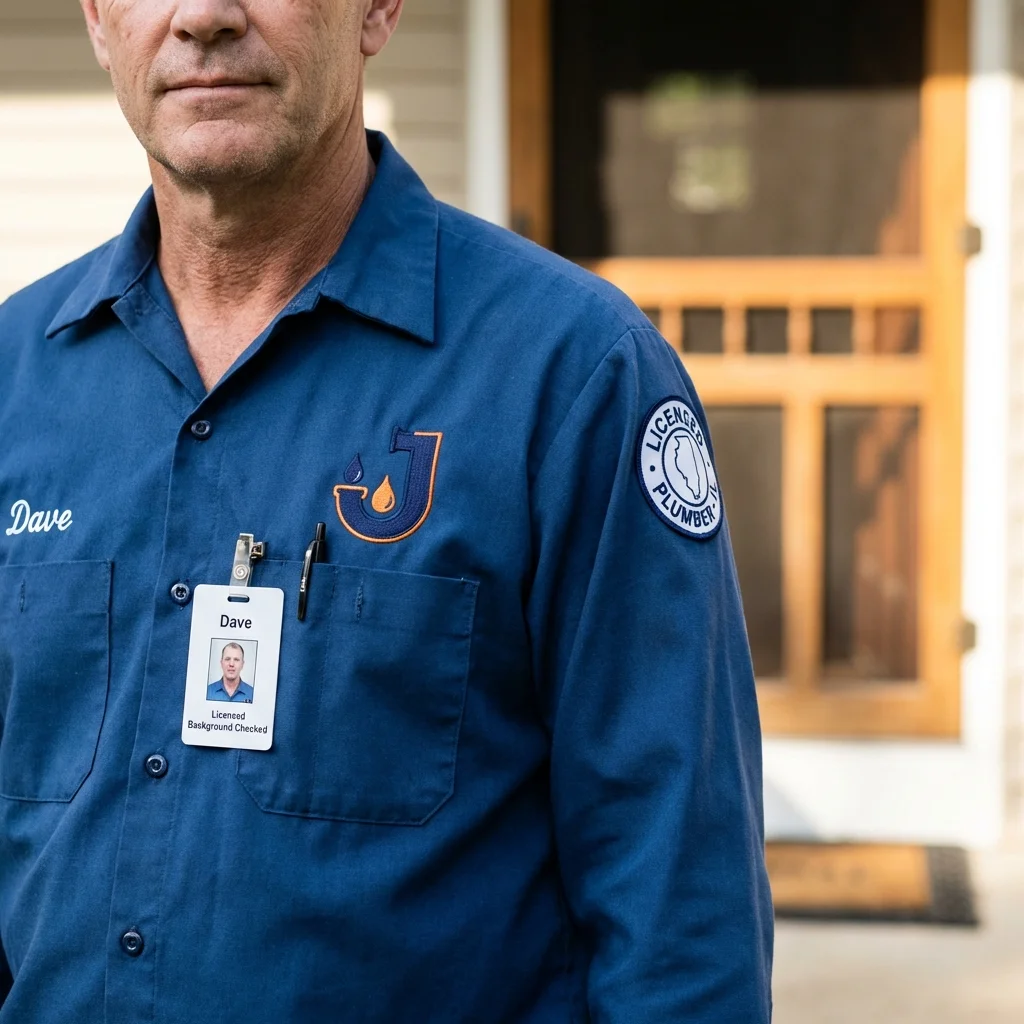 Licensed plumber showing ID badge in Gardendale, AL