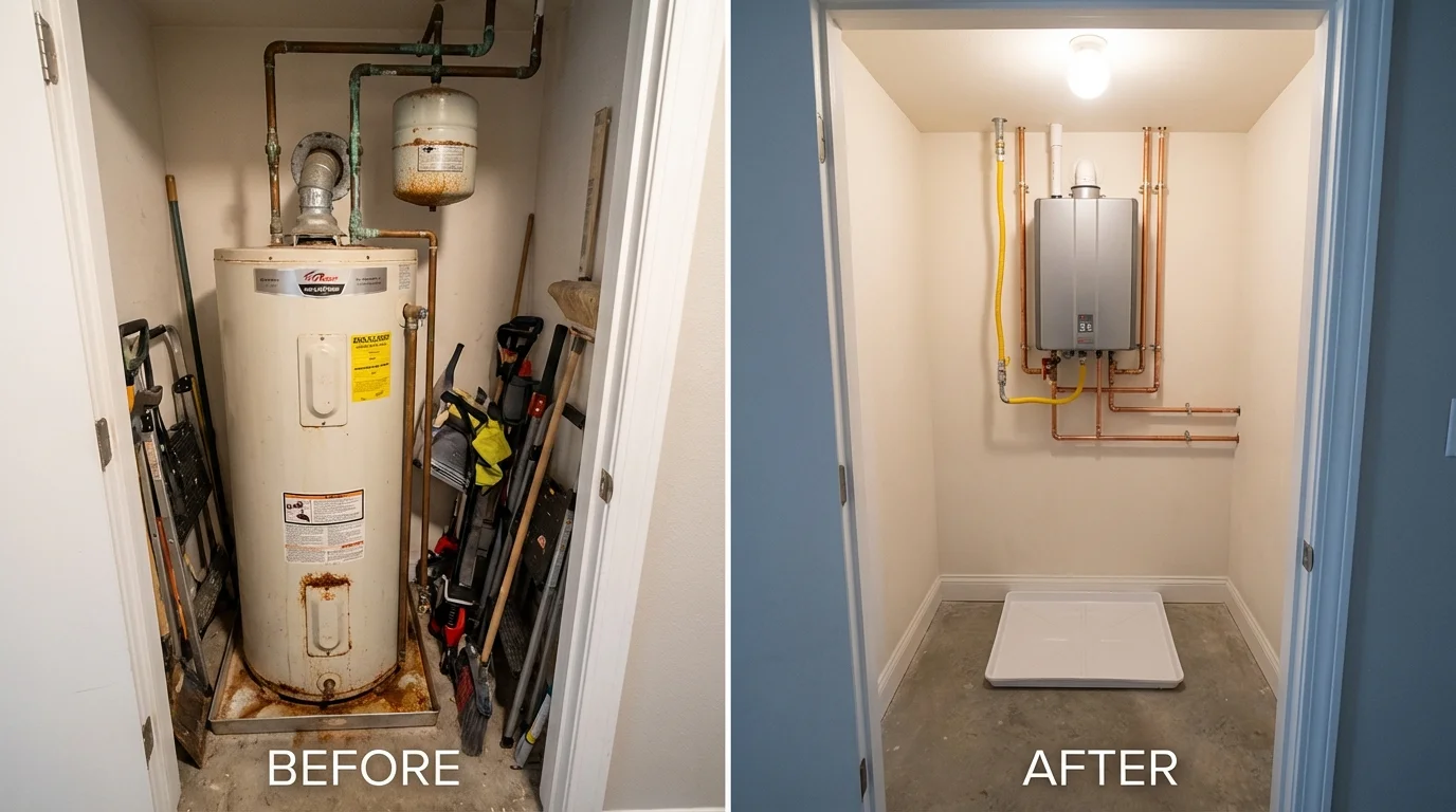 Tank water heater versus wall-mounted tankless unit comparison for Gardendale, AL homeowners